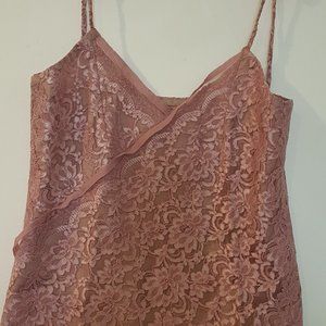 Pink Dantel spaghettie top with fringe